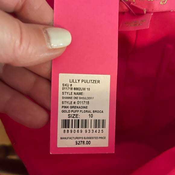 Lilly Pulitzer Shannie One Shoulder Pink Dress.  BRAND NEW. PERFECT CONDITION. - Picture 3 of 5